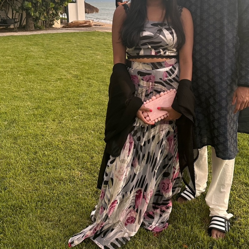 Black Silver Pink Lehenga + Blouse